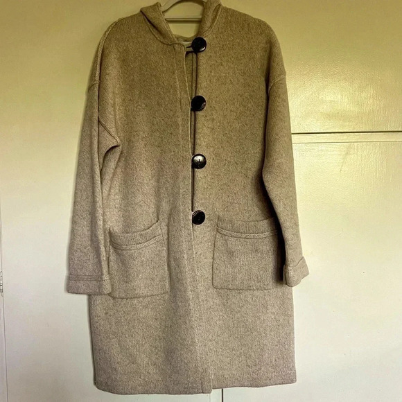 Chico’s Lambs Wool Hooded Cardigan Sweater Coat Size Large (2) - Picture 1 of 13